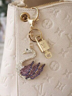 Louis Vuitton Gold Padlock 🔑 Authentic LV Unbranded Swan Keychain Bag Charm